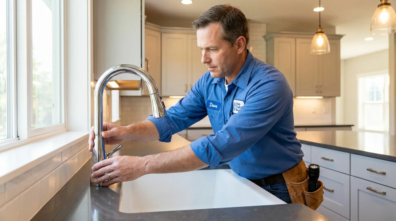 Kitchen faucet installation by Johns Plumbing LLC in Saukville