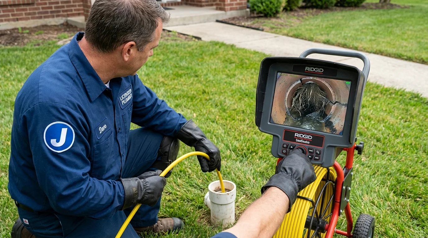 Sewer camera inspection being performed by Johns Plumbing LLC in Saukville